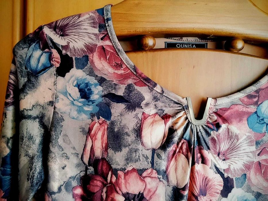 (NOVO, PORTES GRÁTIS) Vestido Com Estampado Floral - OUNISA - Tam. XL