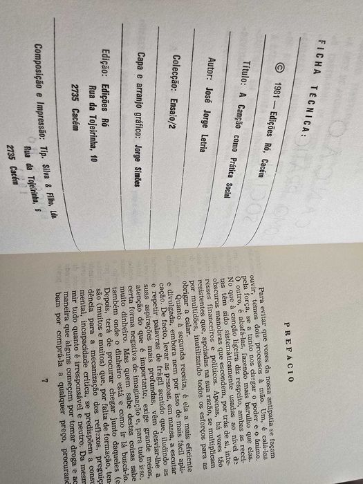 A Canção como Prática Social - José Jorge Letria