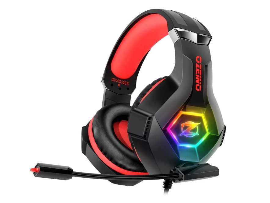 Ozeino Zestaw słuchawkowy do PC PS4 PS5 Xbox czerwone