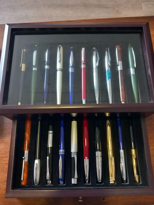 Canetas tinta permanente (20) com estojo.