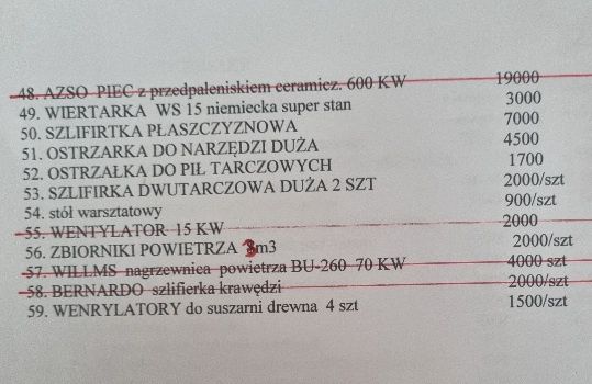 Piła taśmowa frezarka heblarka wiertarka różne lista