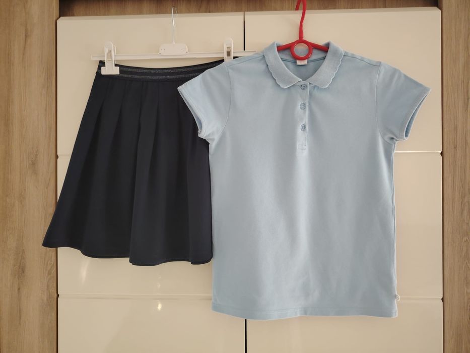 Zestaw spódniczka + bluzeczka polo na 152cm