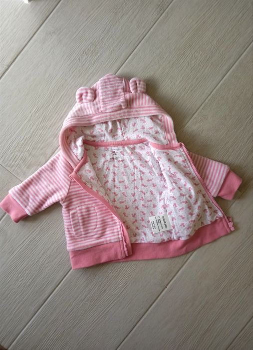 Кофтинка, светер дитячий із вушками на капюшоні, рожевий (новий сток)