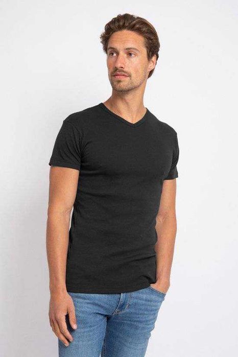 4x koszulka T-shirt Alan Red Basic V-neck | Bawełna, Czarny, Rozmiar S