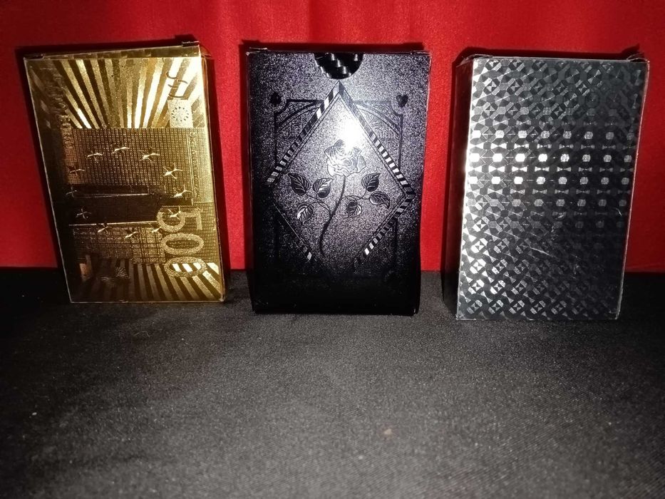 Lote 3 baralhos cartas metalizados oferta de portes