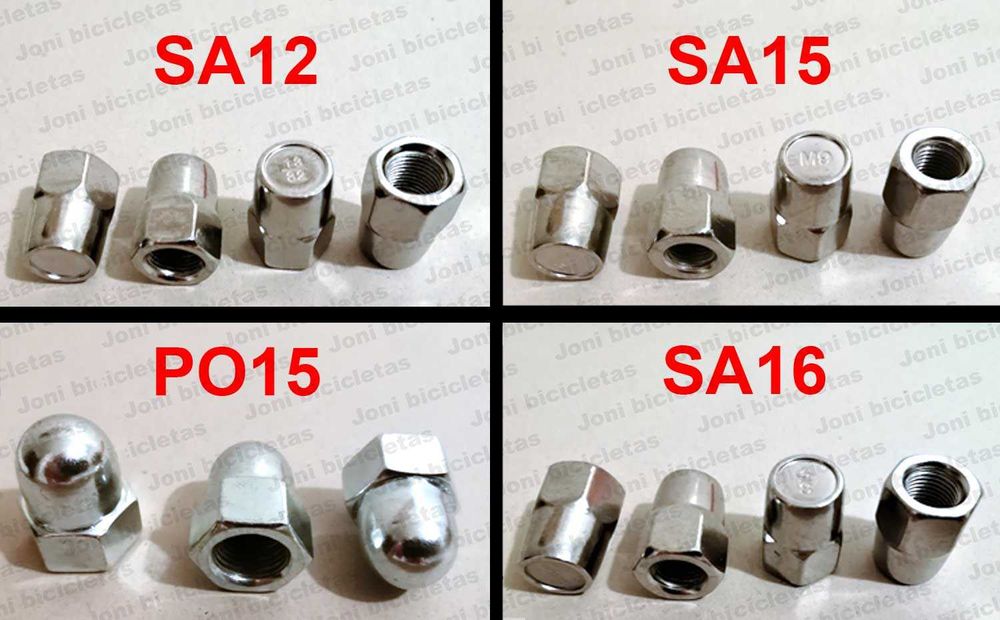 Porcas de eixo - bicicleta pasteleira, estrada, MTB, BMX, clássica