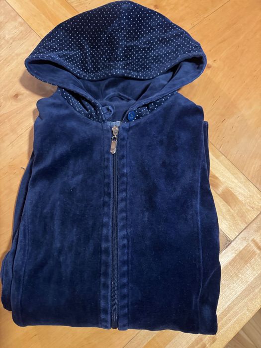 Szlafrok welurowy,  granatowy - L/XL