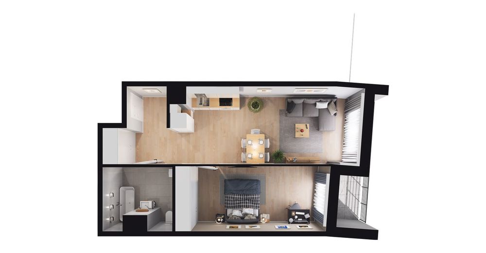 2-pokojowe mieszkanie 47m2 + loggia Bezpośrednio
