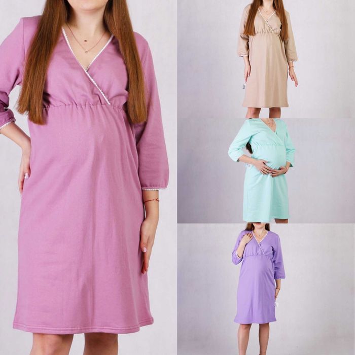 Жіноча тепла нічна сорочка для вагітних в пологовий