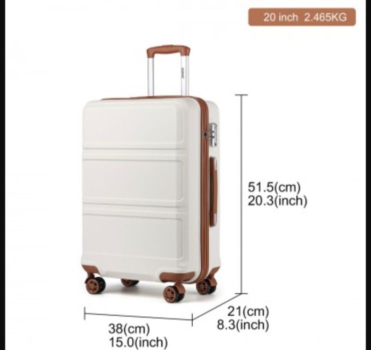 Walizka K1871-1L - KONO ABS, kremowa