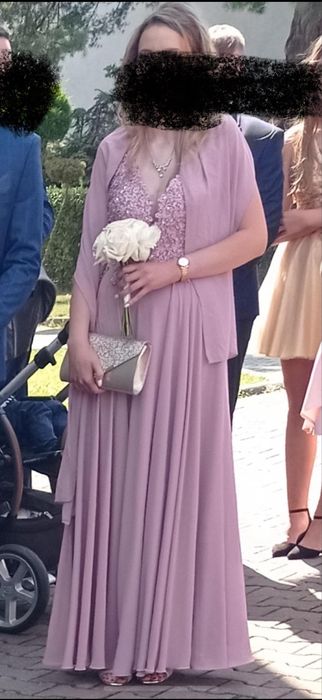 Sukienka na wesele różowa pudrowy róż S