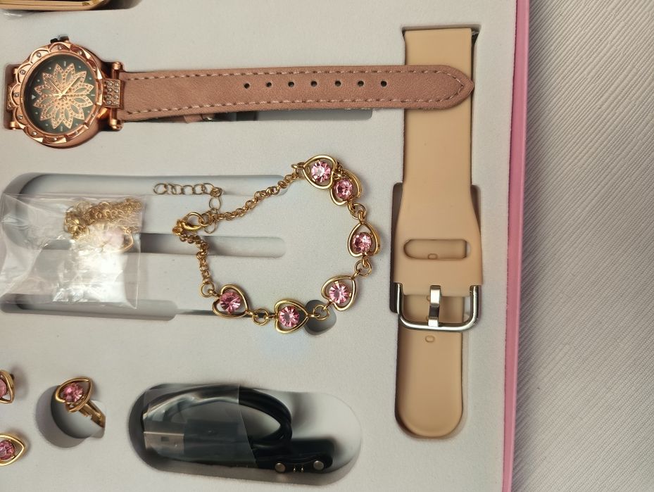 Pack smartwatch +pulseira+colar+brincos+anel+ 2 braceletes