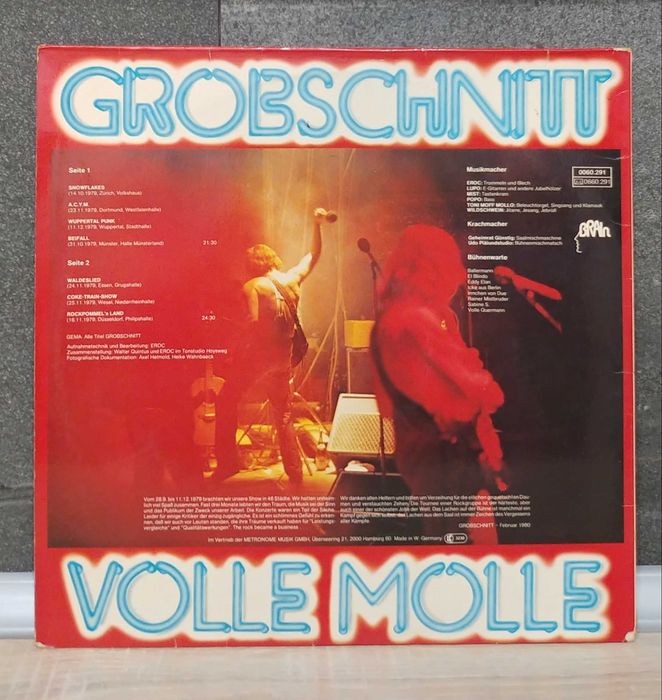 Grobschnitt płyta winylowa Volle Molle . 1 Press. Germany. 1980r