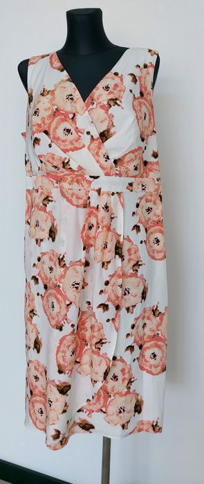 Elegancka,letnia   pastelowe kwiaty  ,kopertowa  morelowe wzory  44 46