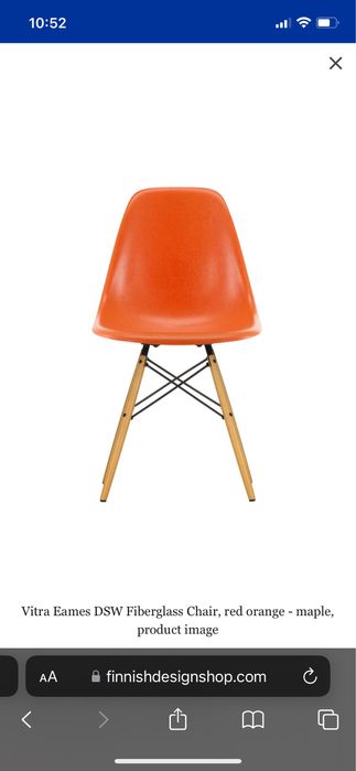 Krzeslo Vitra DSW seria Eames Pomaranczowe