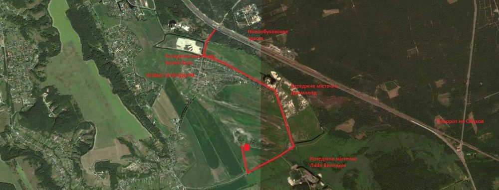 Продам участок 10 (можно 40) соток на Новообуховской трассе