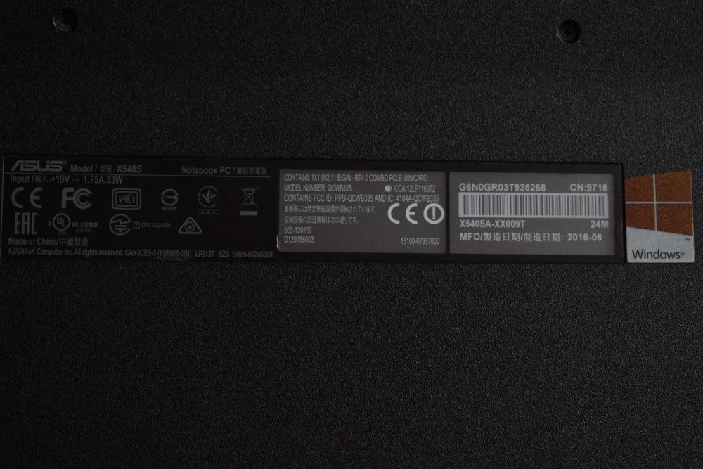 Laptop Asus x540s.