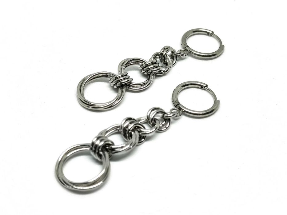 Kolczyki chainmaille stal chirurgiczna goth industrial wodoodporne
