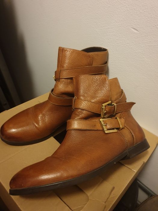 Buty kozaki botki 37 skórzane brązowe Badura