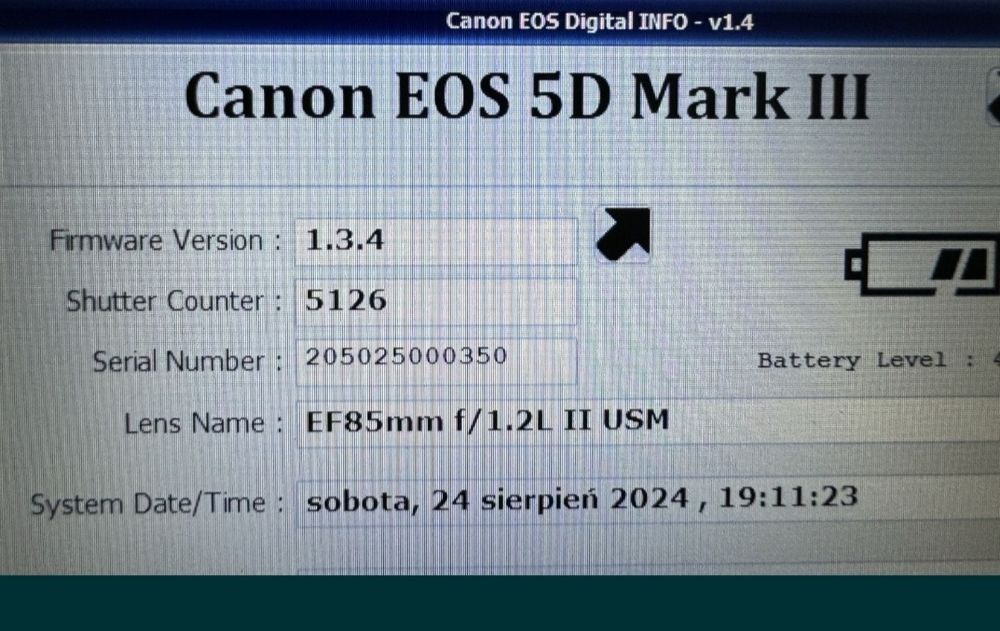 Canon EOS 5D Mark III 5126 klatek + obiektyw + dodatki stan idealny.