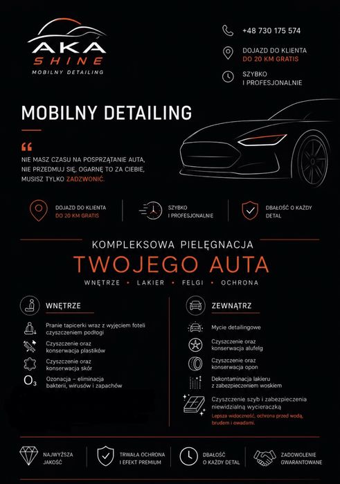 Mobilne Czyszczenie samochodów , pełny detailing