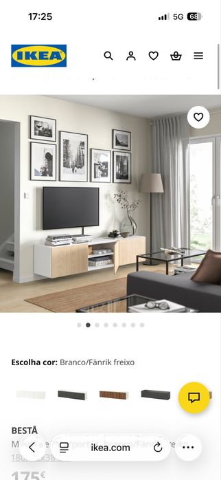 IKEA BESTÅ Móvel de TV branco com portas Fänrik freixo 180x42x38 cm