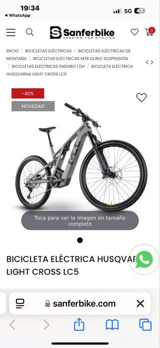 Bicicleta eléctrica HUSQVARNA Light Cross LC5 Talla M, Color GRIS