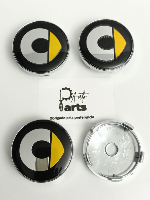 Conjunto 4 Centros de jante Smart 60mm Amarelos