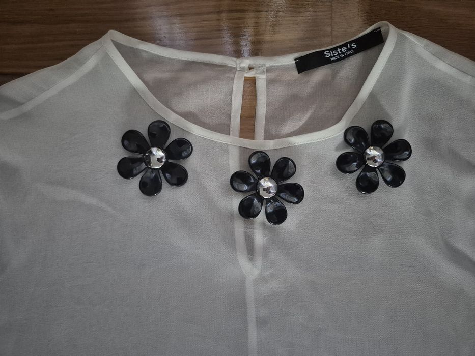 Siste's bluzka mgiełka ecru Made in Italy r. M-XL