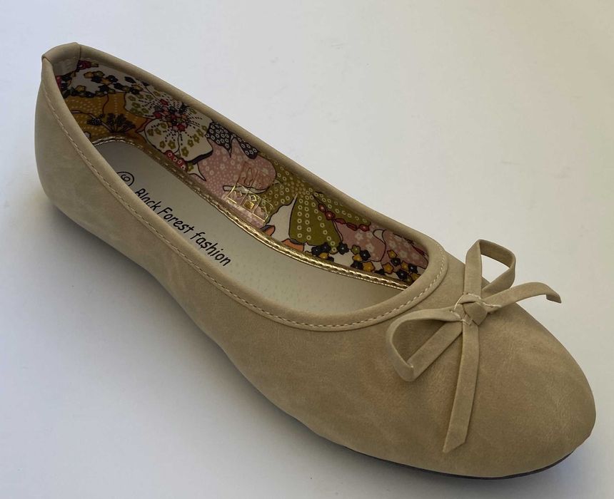Beżowe gładkie baleriny z kokardą rozmiar 36