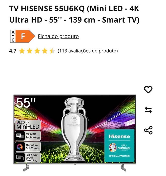 TV 55” Hisense Led 4K