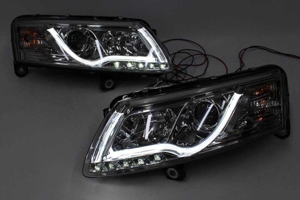 Lampy przednie przód AUDI A6 C6 04-08 XENON D2S DRL LED BAR NEON NOWE