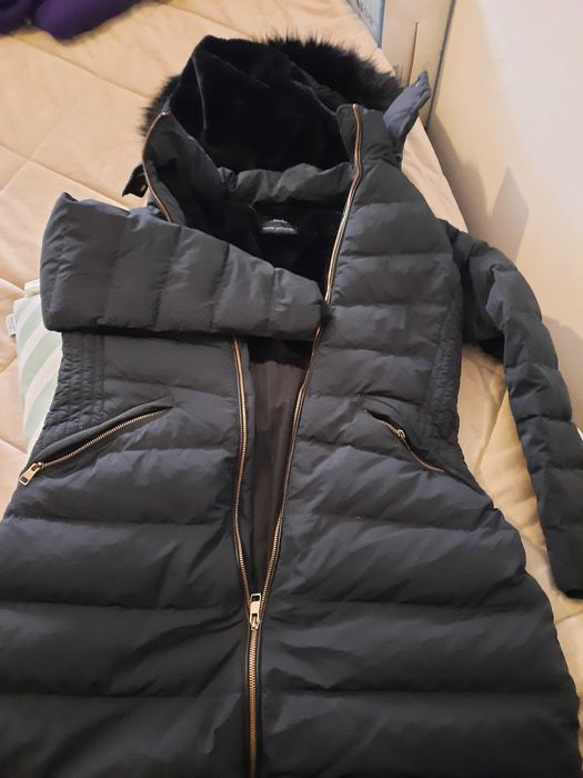 Casaco Zara comprido azul escuro