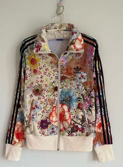 Adidas bluza na zamek z kieszeniami na zamek w kwiaty AJ8151  38 40