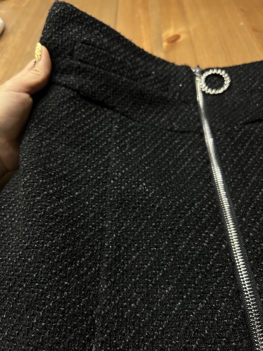 Krótka spódniczka mini wełniana elegancka do pracy kozaków wełną l 40