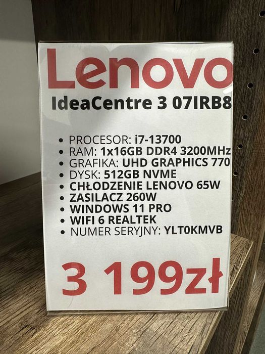 Komputer Lenovo IdeaCentre 3 07IRB8 I7-13700/16GB/512GB/WIN 11 PRO stan bdb gwarancja