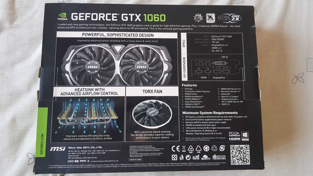 NVIDIA GeForce GTX 1060 3GB MSI/Armor GDDR564750940898819121