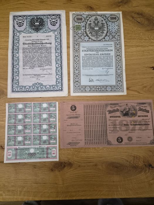 Historyczne papiery wartościowe l wojna światowa vintage