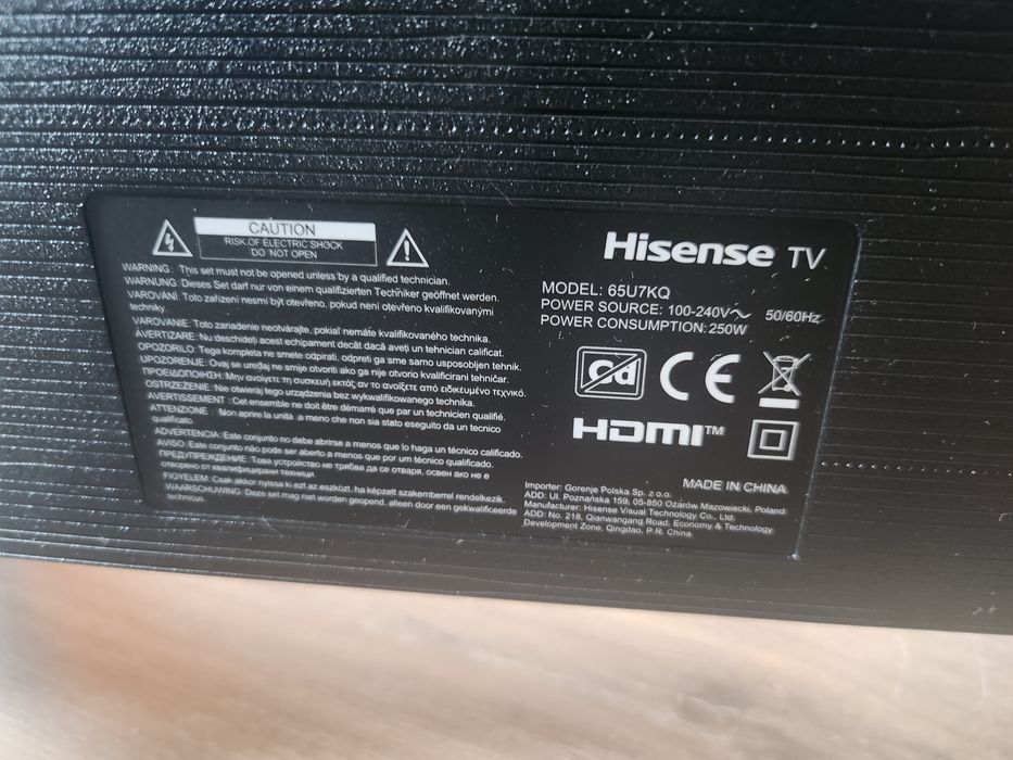Telewizor HISENSE 65U7Q 65" MINILED 4K 144Hz VRR VIDAA Dolby Vision