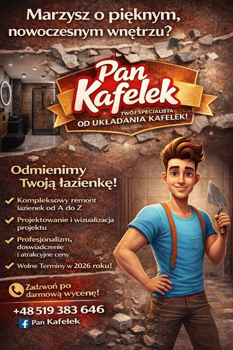 WOLNY TERMIN! Kafelkowanie, glazurnictwo, remont łazienki, projekt!