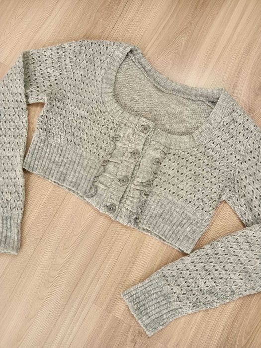 Krótki sweter top szary długi rękaw
