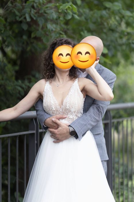 Suknia ślubna s/m literka A tiulowa