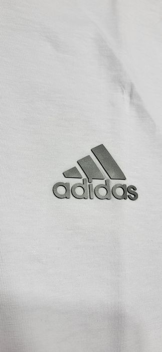 Biała koszulka męska t-shirt bawełna premium odblaskowe logo XL