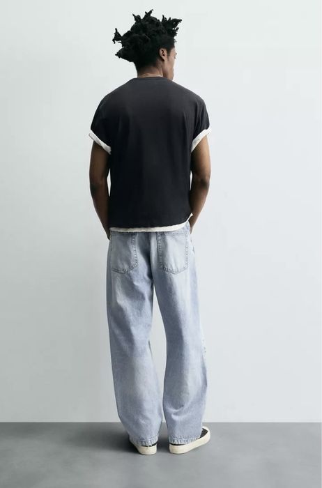 Джинси прямі широкі базові блакитні сині Baggy fit Zara