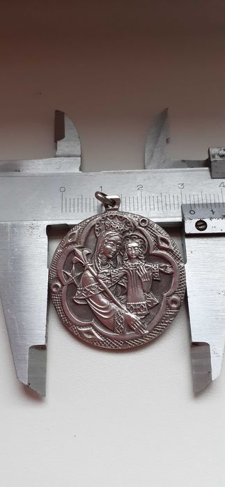 Wisiorek religijny zabytkowy srebro 1-950 R.Tschudin Unikat.