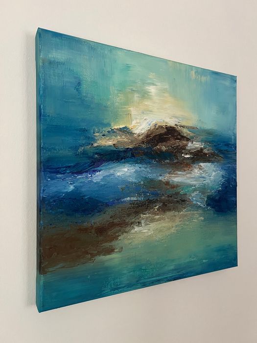 Obraz akrylowy “Abstrakcja morska”, płótno 50x50 cm, efekt 3D