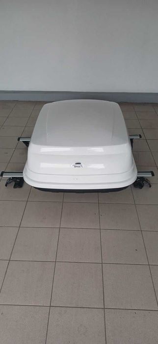 Автобокс Amos(Польща) 400 л + алюмінієві поперечини  (на плоский дах)