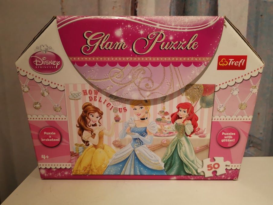 Puzzle puzle brokatowe Księżniczki + Gratis