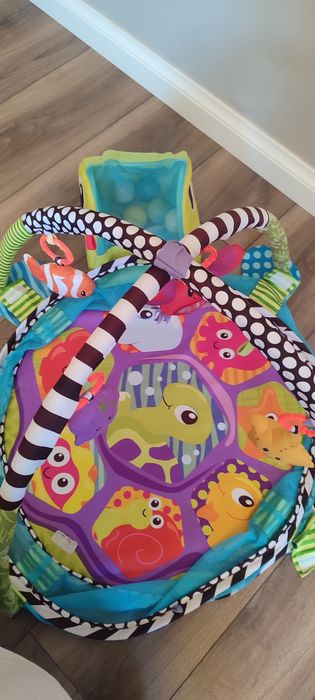 Mata niemowlęca edukacja 3w1 basenik z piłeczkami Lean Toys Żółwik