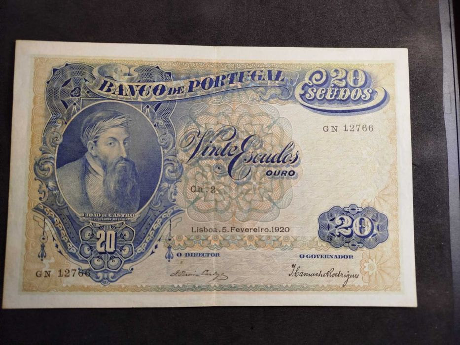 1920 - 20 Escudos - D. João de Castro - 5 Fev. 1920 - Chapa 2